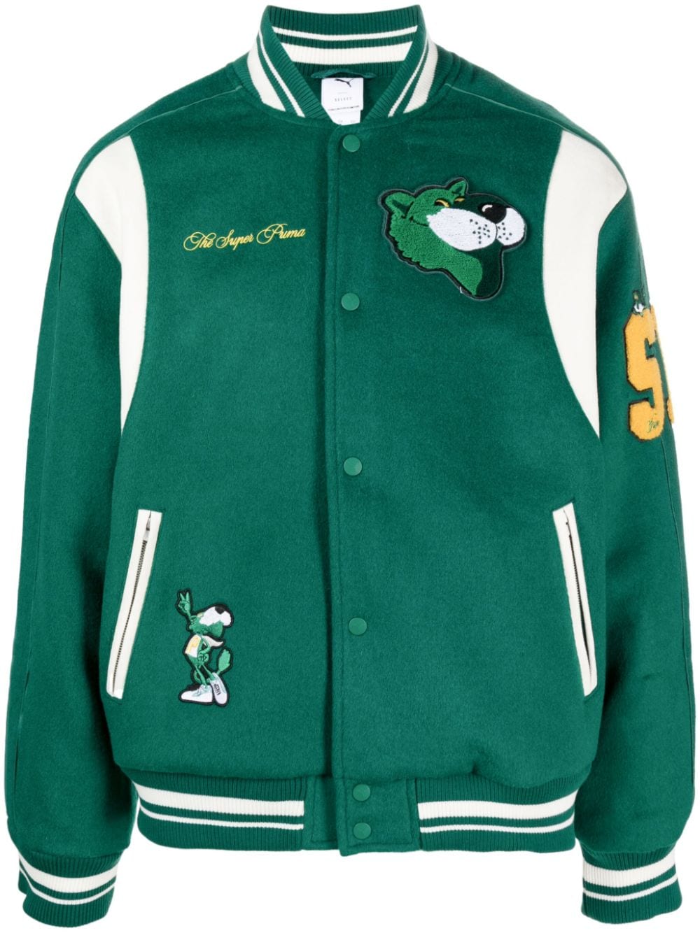 PUMA patch-lettering wool-blend jacket - Green von PUMA