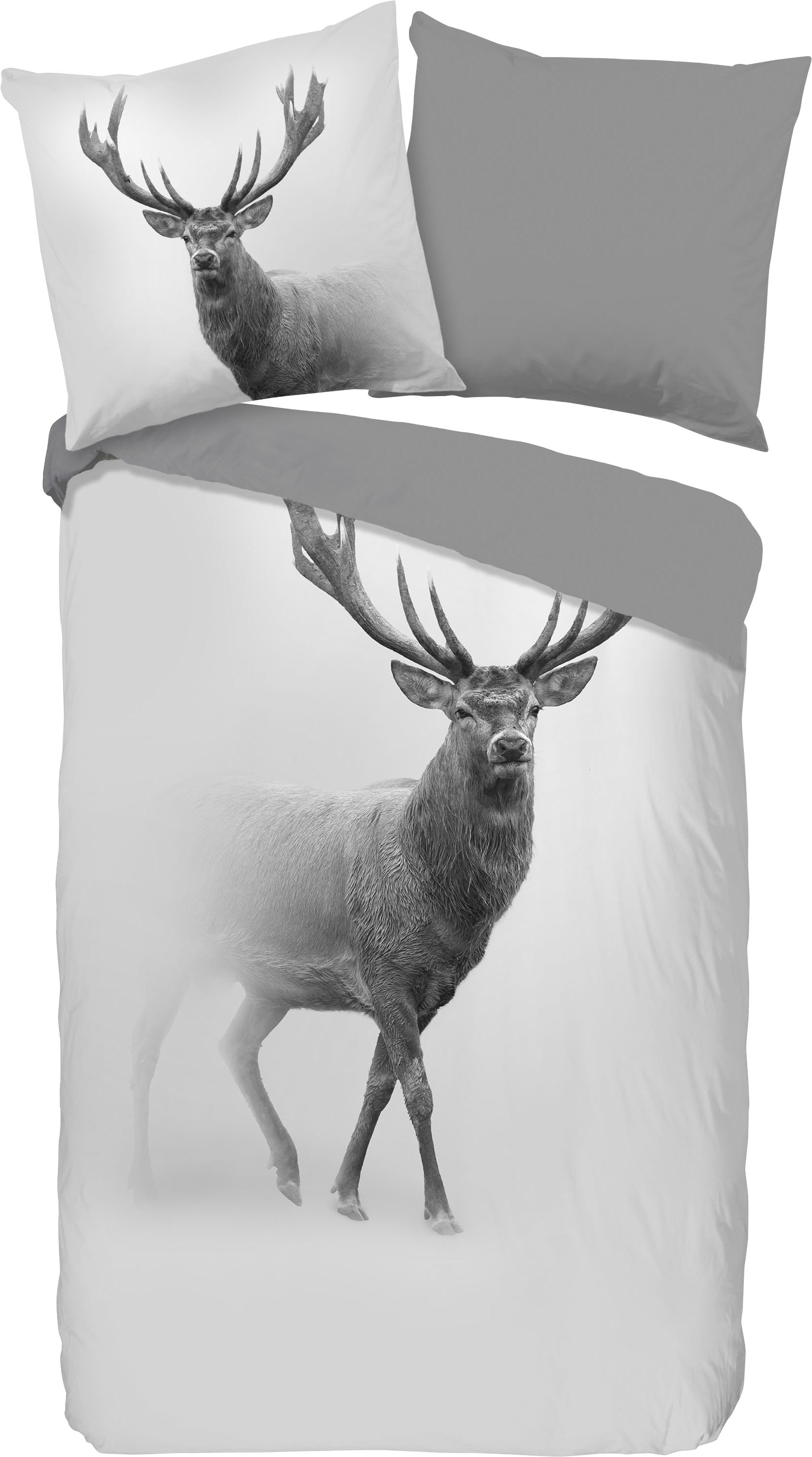 PURE luxury collection Wendebettwäsche »Grey deer«, mit Hirsch von PURE luxury collection