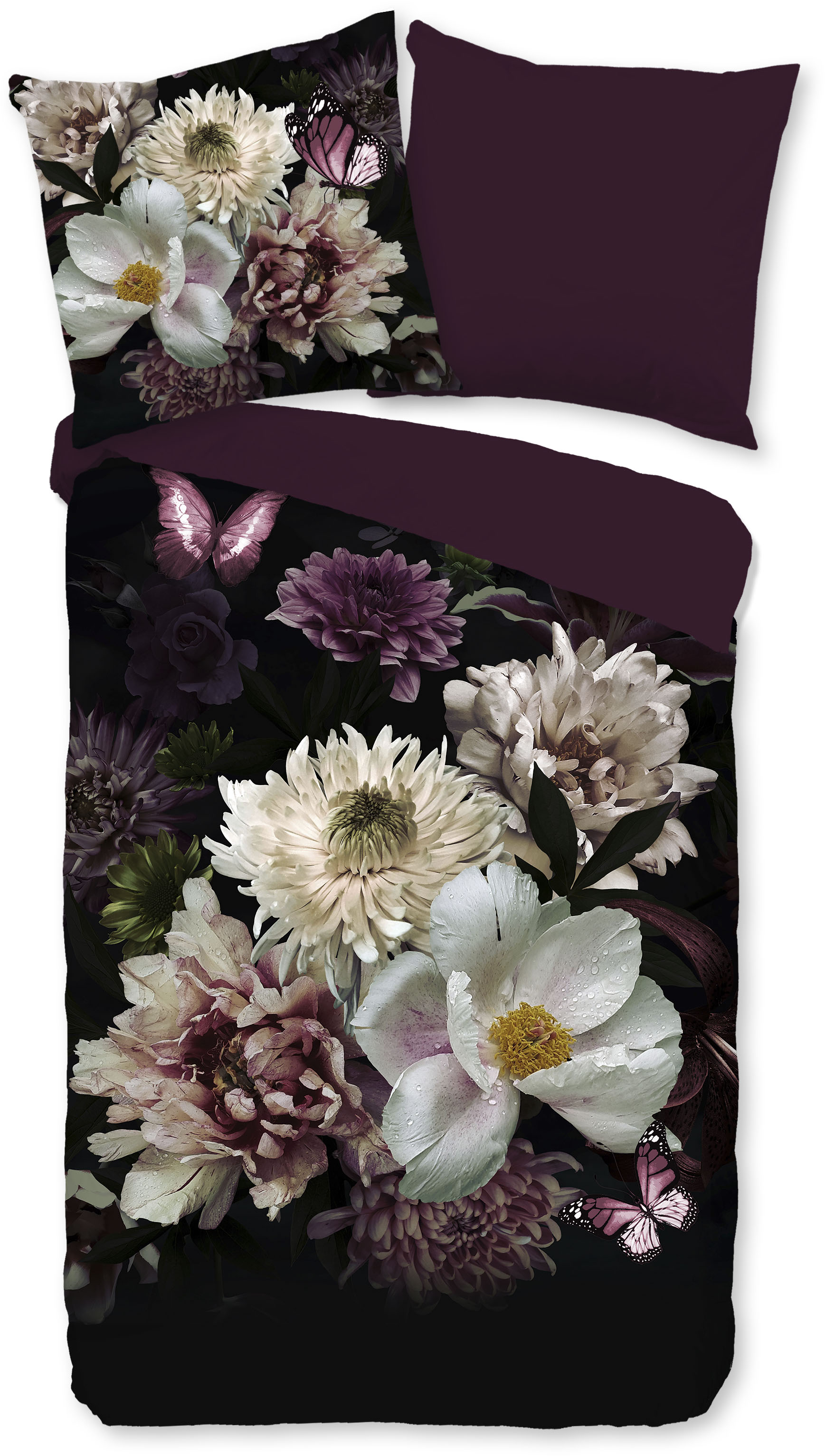 PURE luxury collection Wendebettwäsche »Marleen«, Mikrofaser, 135x200, Pflegeleicht, Reissverschluss, Wendeoptik, Blumen von PURE luxury collection