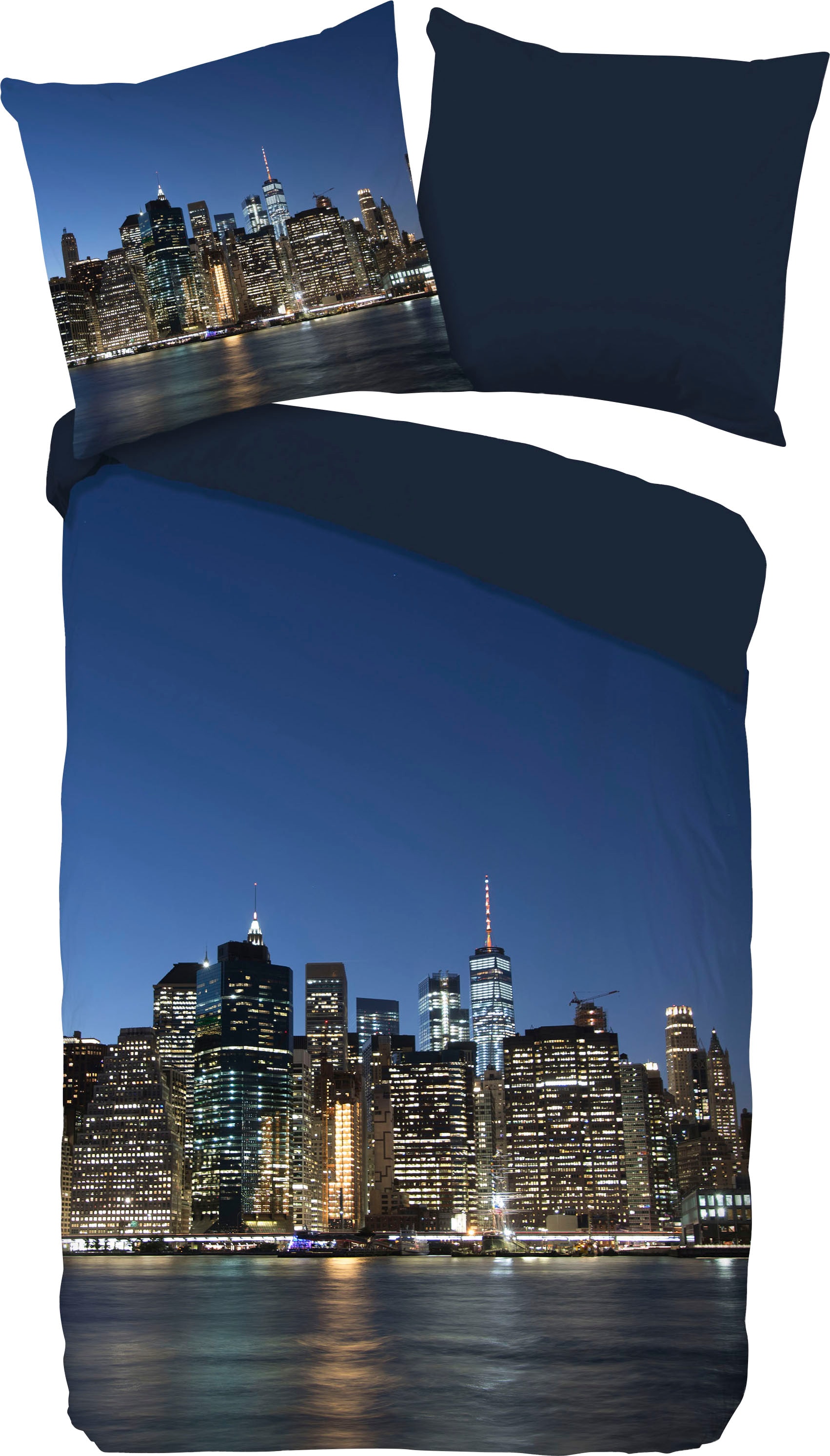 PURE luxury collection Wendebettwäsche »NY City«, Mikrofaser, 135x200, Pflegeleicht, Reissverschluss, Wendeoptik New York von PURE luxury collection