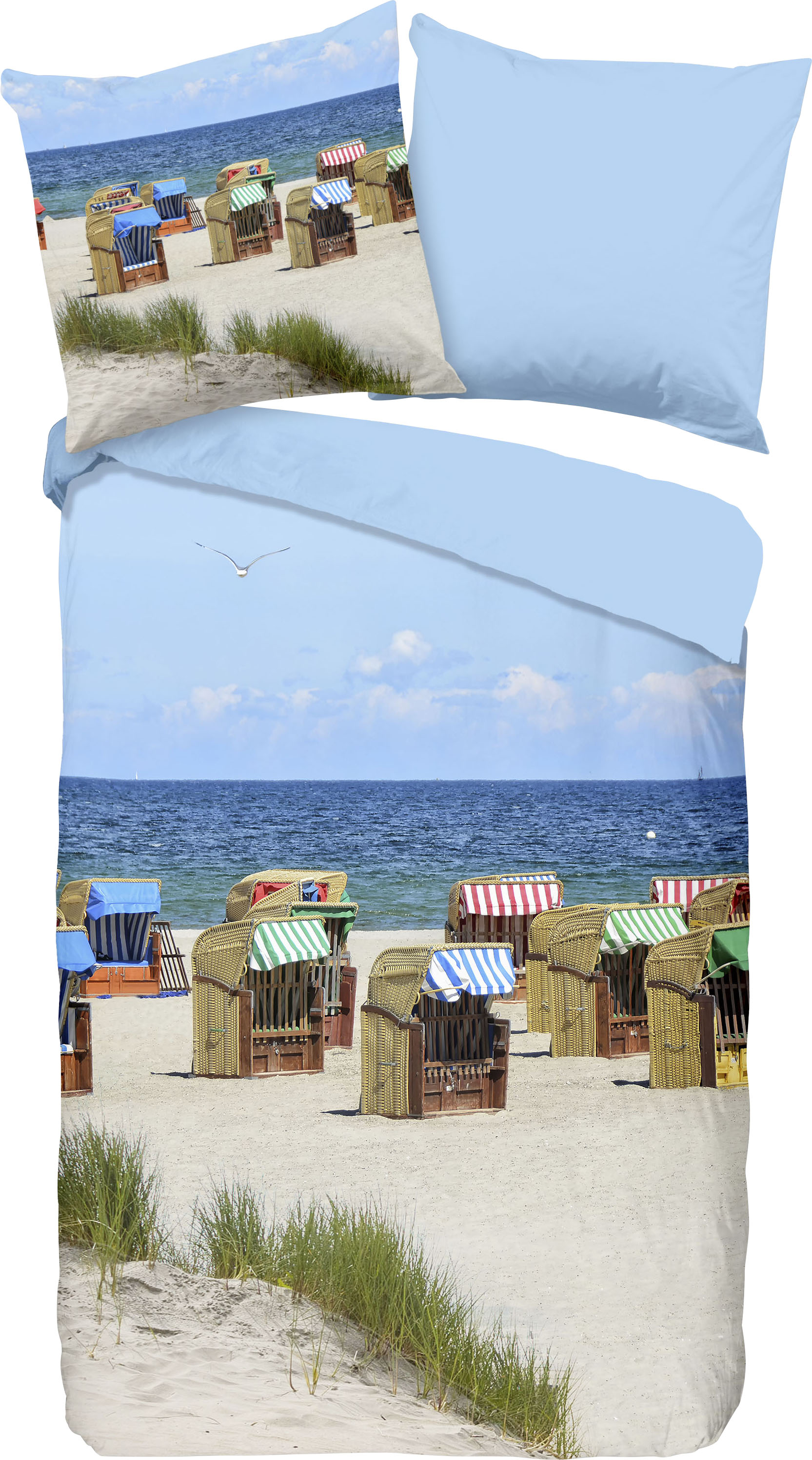 PURE luxury collection Wendebettwäsche »Relax«, Mikrofaser, 135x200, Pflegeleicht, Reissverschluss, Wendeoptik, Strand von PURE luxury collection