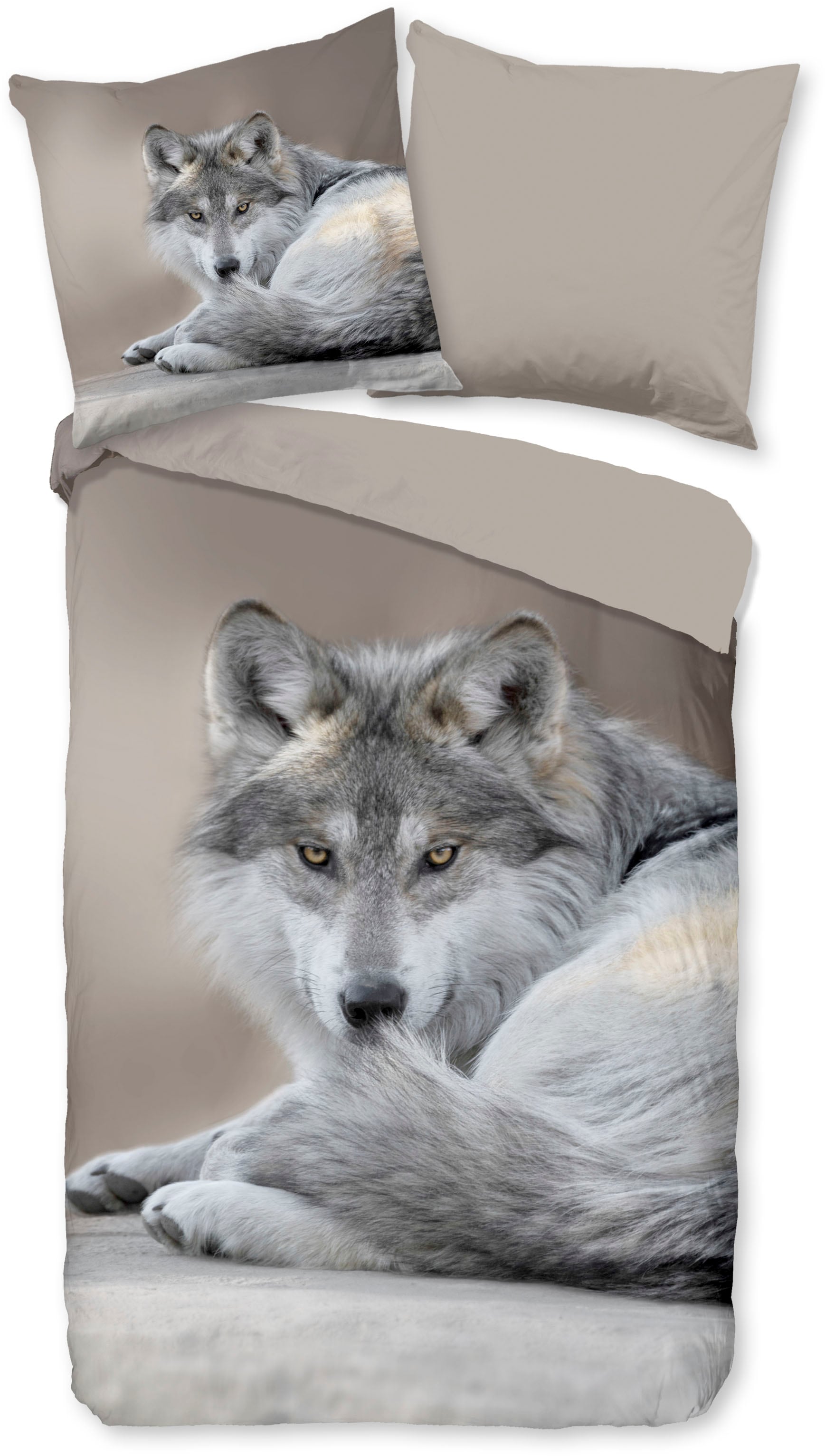 PURE luxury collection Wendebettwäsche »Sharp Wolf«, Trocknet schnell von PURE luxury collection