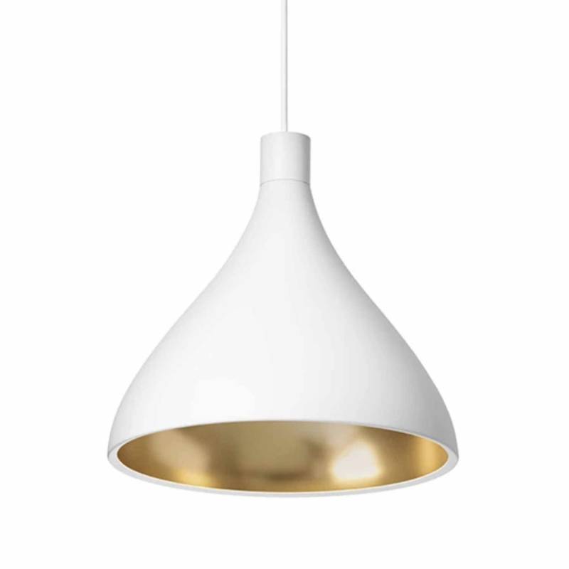 Swell Single Medium Hängeleuchte, Farbe white/brass von Pablo Design