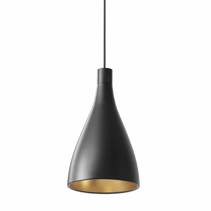 Swell Single Narrow Hängeleuchte, Farbe black/brass von Pablo Design