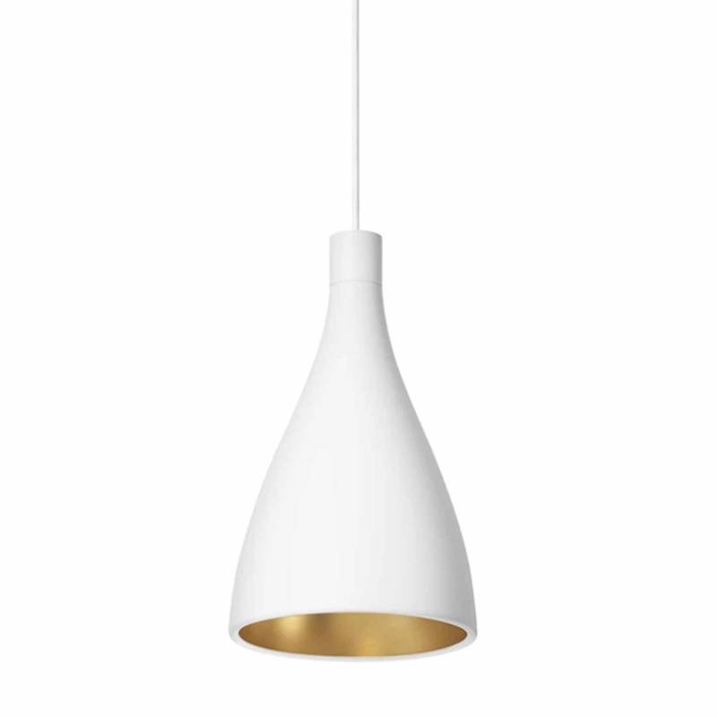 Swell Single Narrow Hängeleuchte, Farbe white/brass von Pablo Design