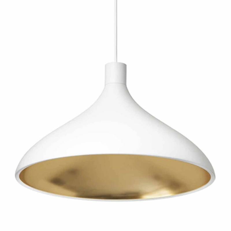 Swell Single Wide Hängeleuchte, Farbe white/brass von Pablo Design