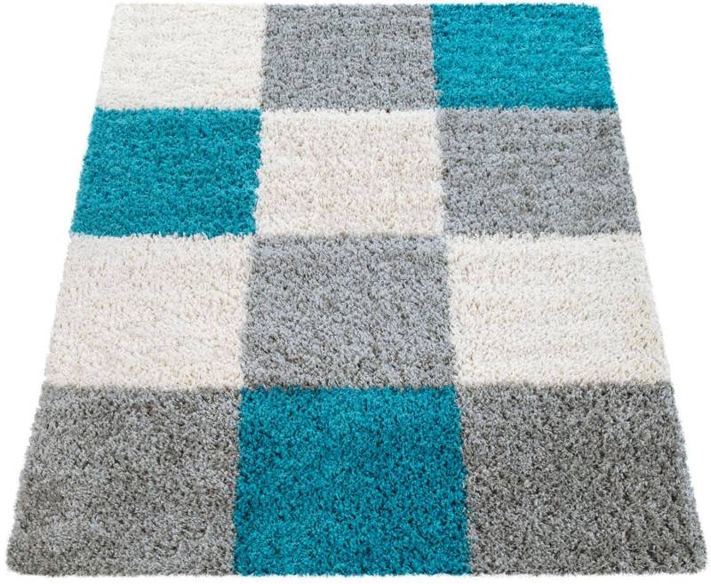 Paco Home Hochflor-Läufer »Mango 316«, rechteckig, 34 mm Höhe, Teppich-Läufer, weicher Shaggy, modernes kariertes Design von PACO HOME