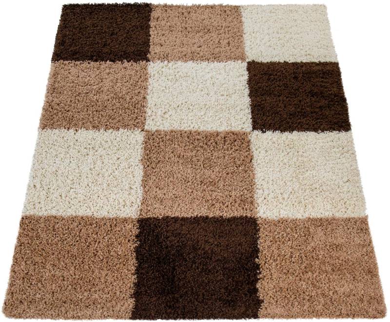 Paco Home Hochflor-Teppich »Mango 316«, rechteckig, weicher Shaggy, modernes kariertes Design von PACO HOME