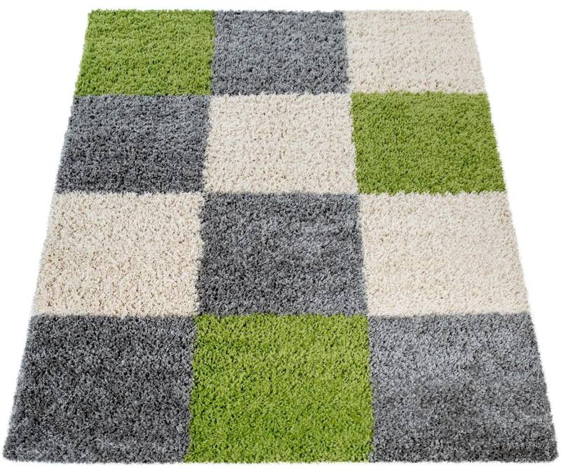 Paco Home Hochflor-Teppich »Mango 316«, rechteckig, weicher Shaggy, modernes kariertes Design von PACO HOME