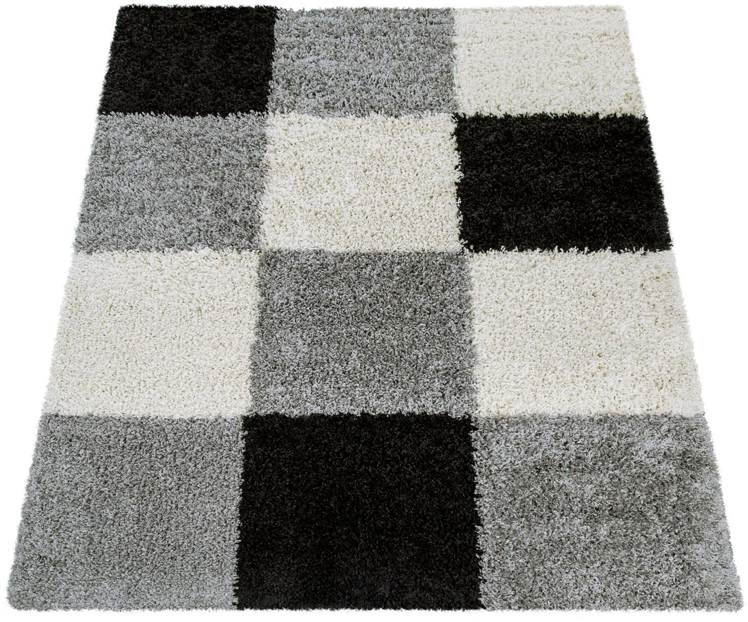 Paco Home Hochflor-Teppich »Mango 316«, rechteckig, weicher Shaggy, modernes kariertes Design von PACO HOME