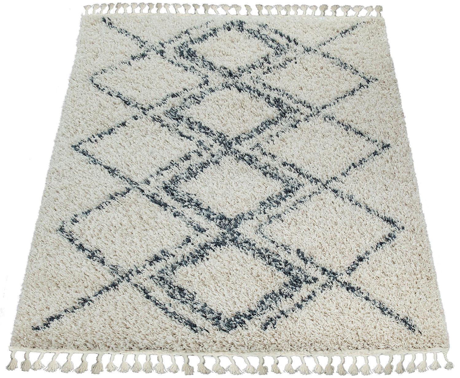 Paco Home Hochflor-Teppich »Nador 751«, rechteckig, weicher Shaggy mit Rauten Design und Fransen von PACO HOME