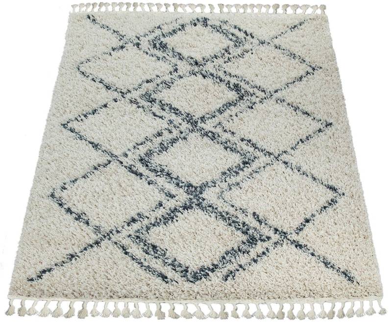 Paco Home Hochflor-Teppich »Nador 751«, rechteckig, 54 mm Höhe, weicher Shaggy mit Rauten Design und Fransen von PACO HOME