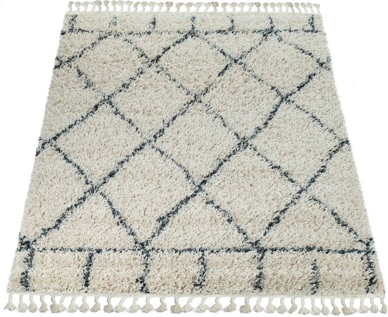 Paco Home Hochflor-Teppich »Nador 755«, rechteckig, 54 mm Höhe, weicher Shaggy mit Rauten Design und Fransen von PACO HOME