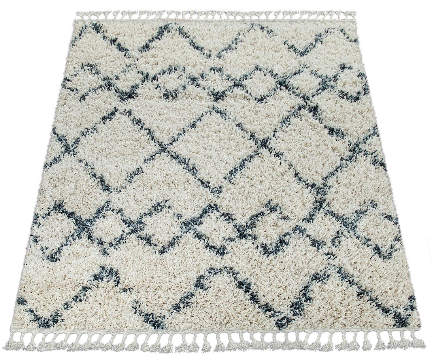 Paco Home Hochflor-Teppich »Nador 757«, rechteckig, 54 mm Höhe, weicher Shaggy mit Rauten Design und Fransen von PACO HOME