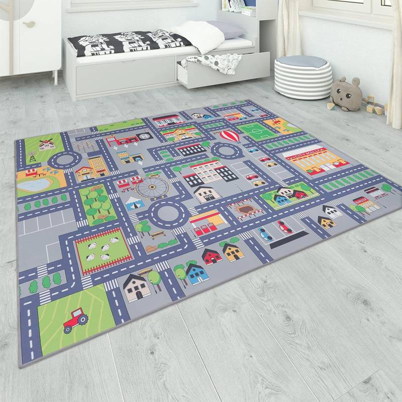 Kinder Teppich Kinderzimmer Auto Spielteppich Unisex  160 cm von Paco Home