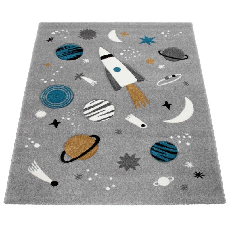 Kinder Teppich Kinderzimmer Planeten Rakete Unisex  120X170CM von Paco Home