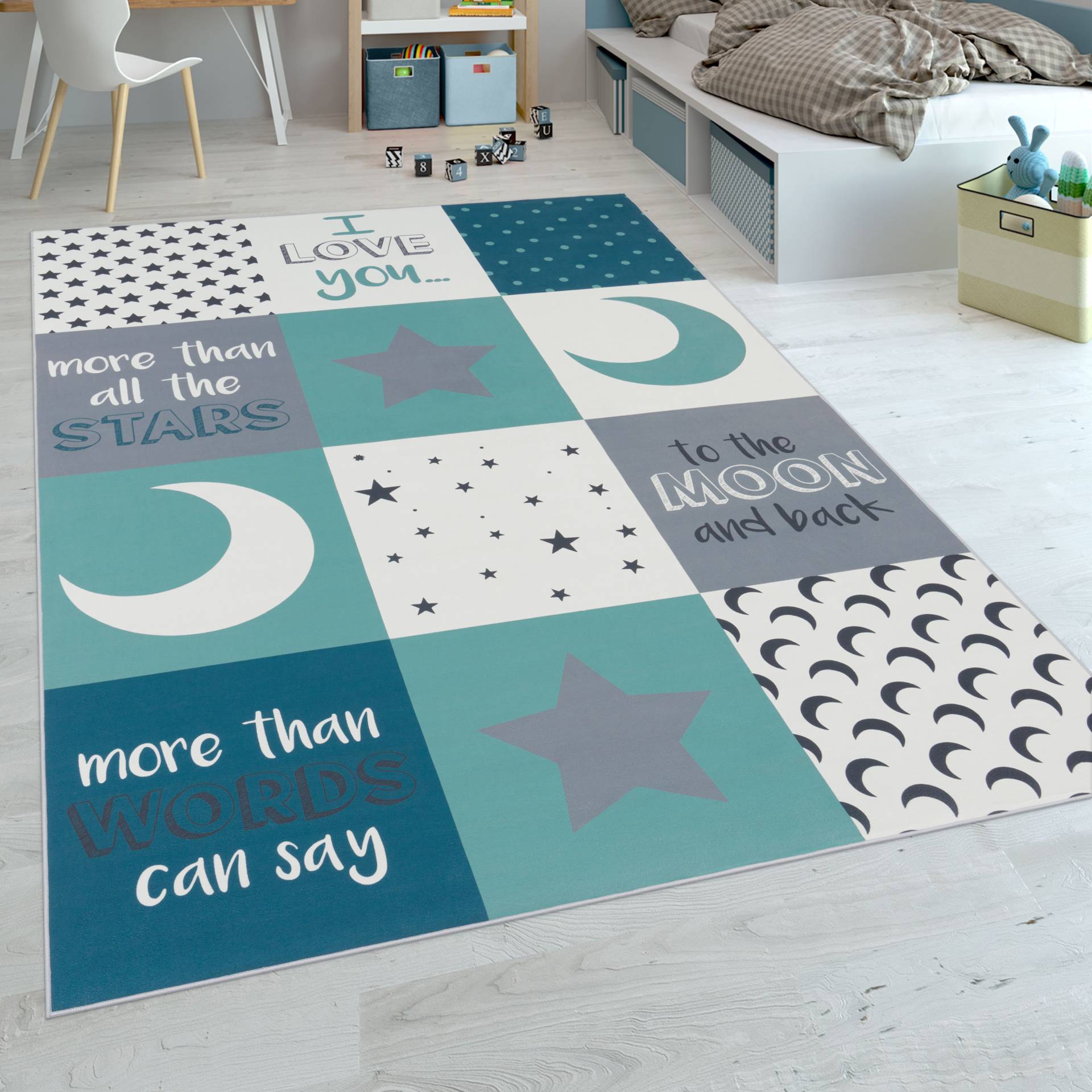 Paco Home Kinderteppich »Aleyna 101«, rechteckig, 6 mm Höhe, Kurzflor, Kinder Design, Motiv Mond & Sterne, Kinderzimmer Paco Home Kinderteppich »Aleyna 101«, rechteckig, 6 mm Höhe, Kurzflor, Kinder Design, Motiv Mond & Sterne, Kinderzimmer von PACO HOME