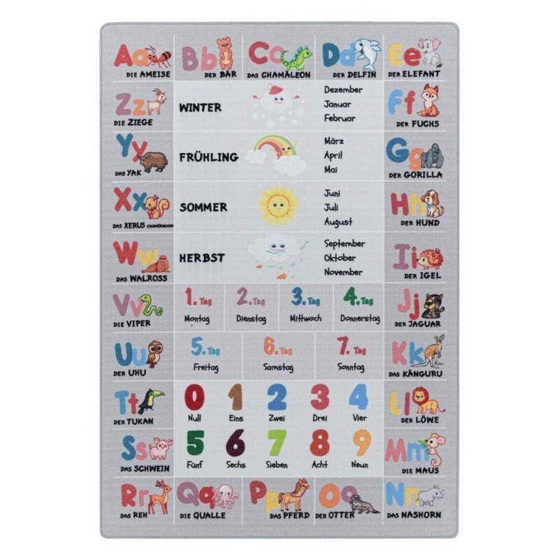 Kinderteppich Buchstaben Zahlen Jahreszeiten Unisex  140x200 cm von Paco Home