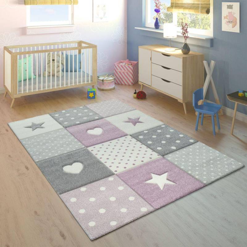 Kinderteppich Kariert Herzen Sterne Unisex  120X170CM von Paco Home