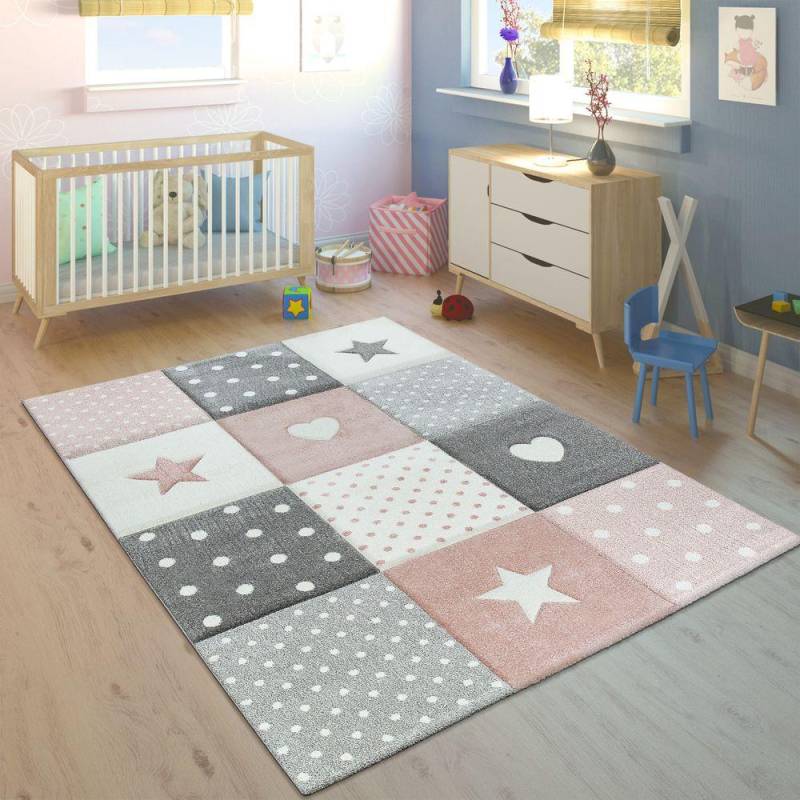 Kinderteppich Karo Herzen Sterne Unisex  140x200 cm von Paco Home