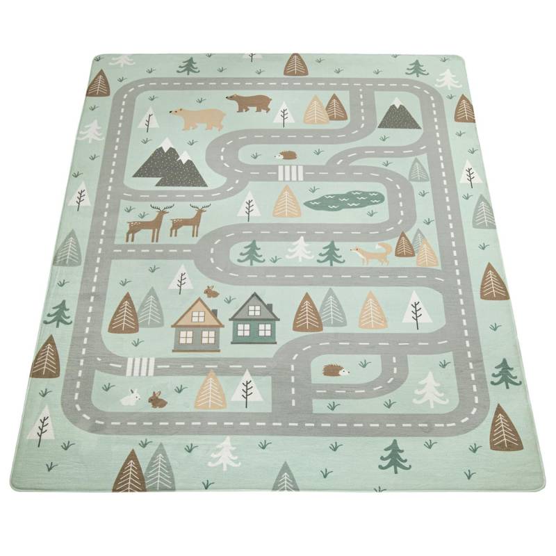 Kinderteppich Teppich Mädchen Jungs Straße Türkis Unisex  120X600CM von Paco Home