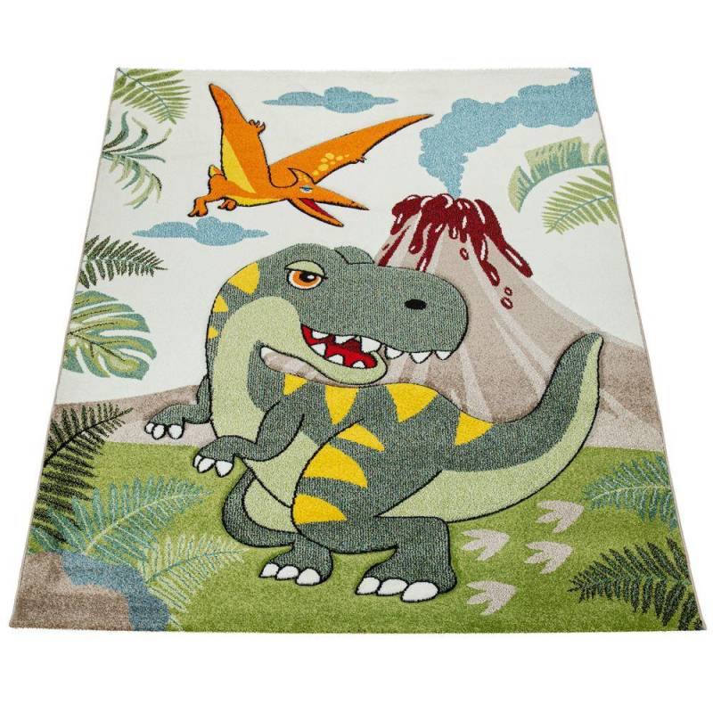 Kurzflor Kinderteppich Dinosaurier Unisex  140x200 cm von Paco Home