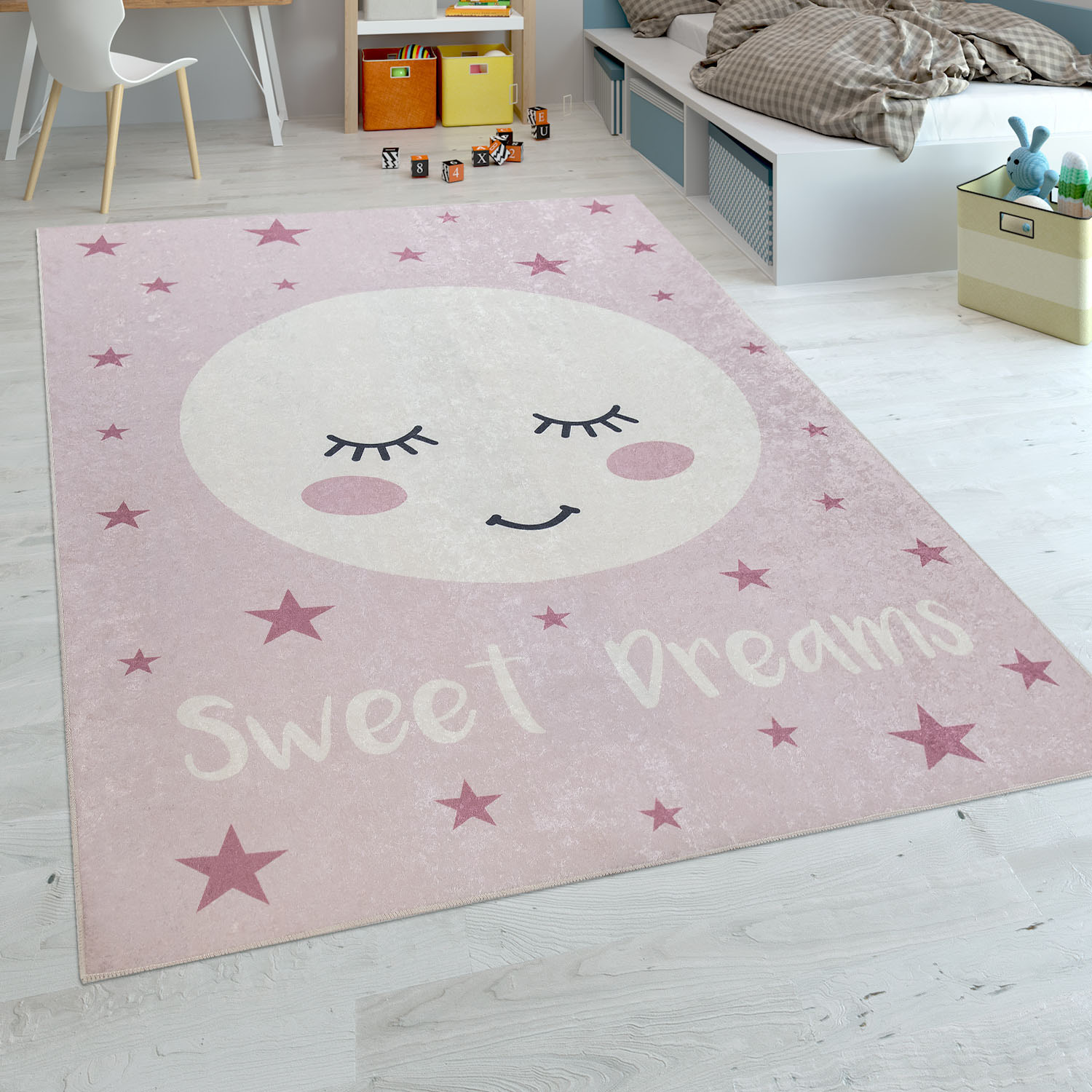 Paco Home Kinderteppich »Aleyna 103«, rechteckig, Kinder Design, niedliches Mond Motiv mit Schriftzug, Kinderzimmer von PACO HOME