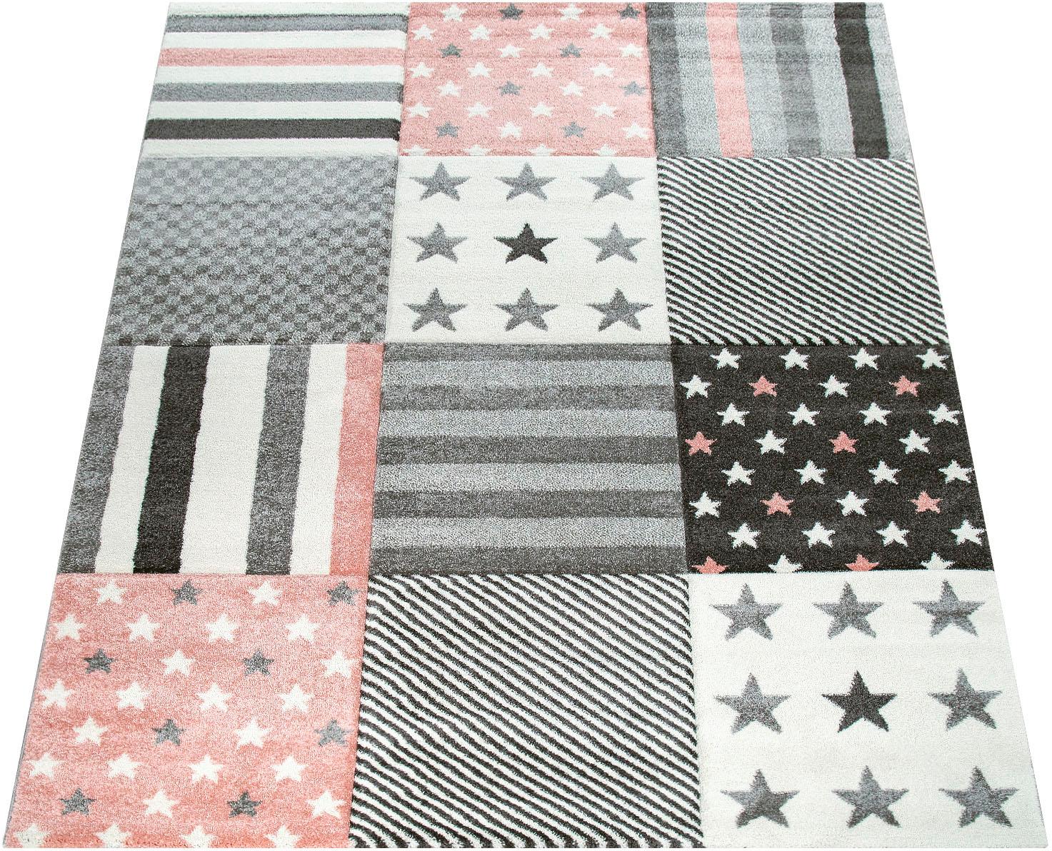 Paco Home Kinderteppich »Cosmo 217«, rechteckig, 18 mm Höhe, 3D-Design, Patchwork Muster, Motiv Sterne & Streifen, Kinderzimmer Paco Home Kinderteppich »Cosmo 217«, rechteckig, 18 mm Höhe, 3D-Design, Patchwork Muster, Motiv Sterne & Streifen, Kinderzimmer von PACO HOME