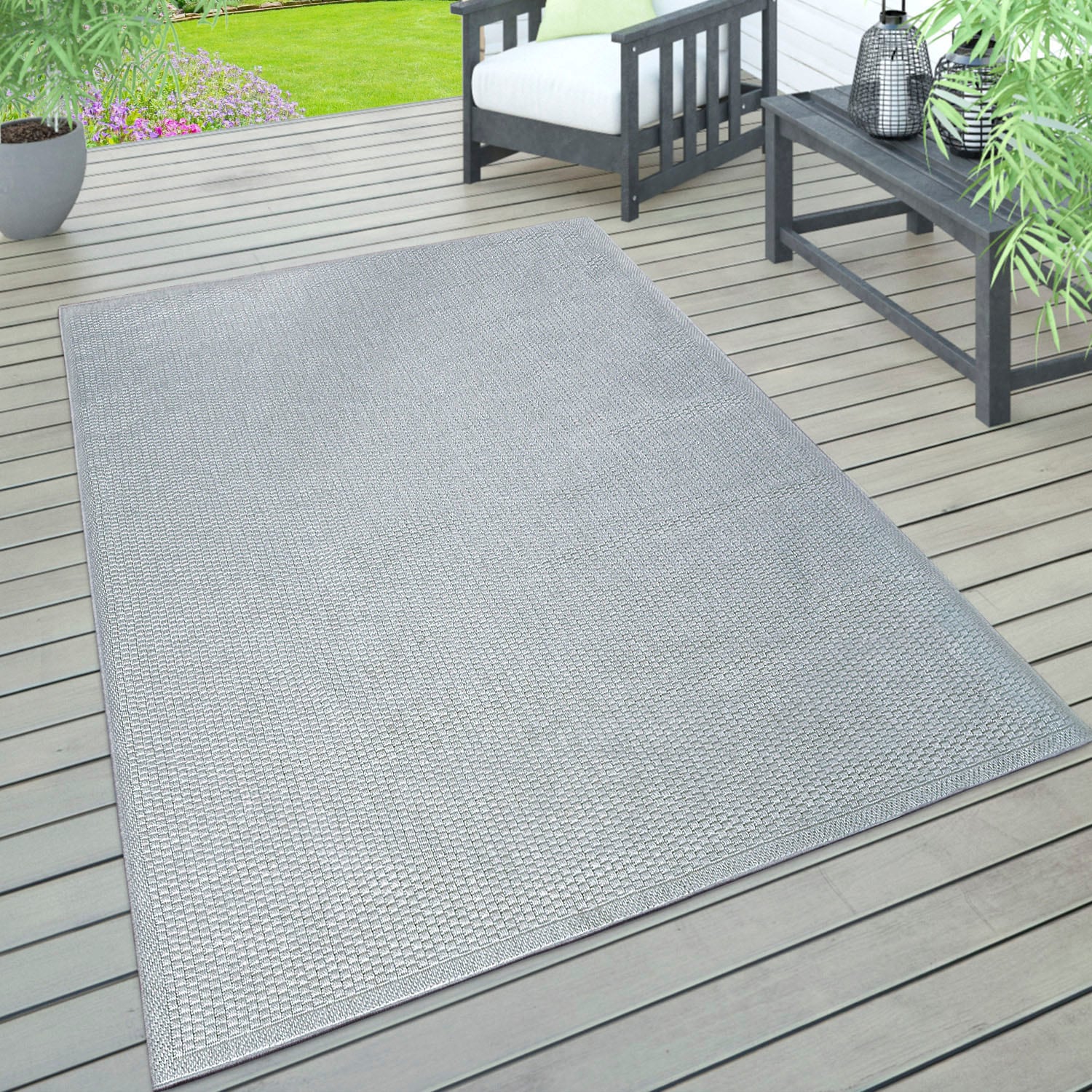 Paco Home Teppich »Timber 125«, rechteckig, 7 mm Höhe, In- und Outdoor geeignet, Wohnzimmer von PACO HOME