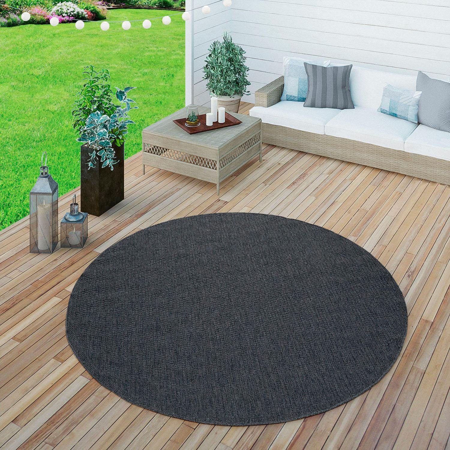 Paco Home Teppich »Timber 125«, rund, Flachgewebe, Sisal Optik, In- und Outdoor geeignet, Wohnzimmer von PACO HOME