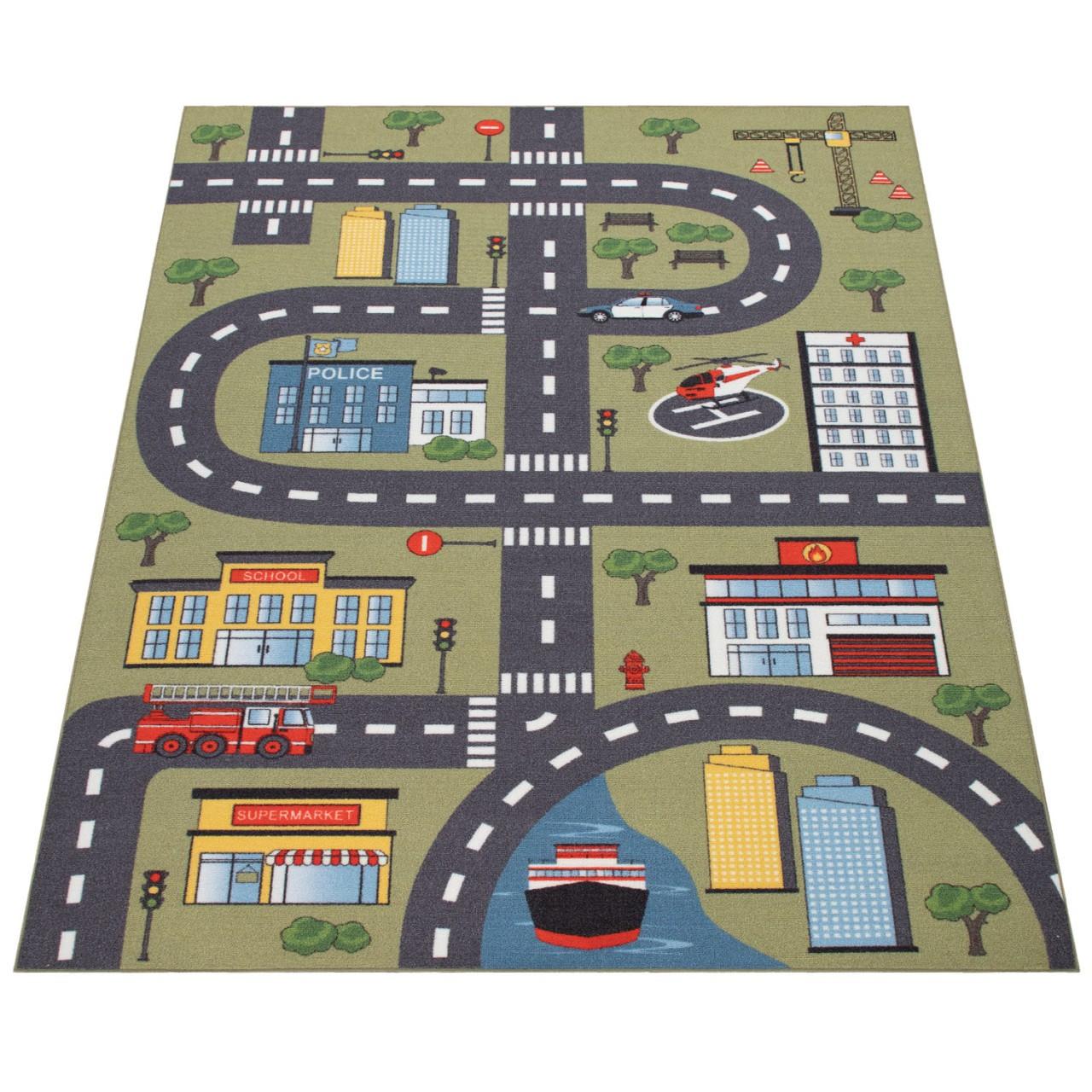 Teppich Für Kinderzimmer, Spielteppich Autos, Straßen Motiv Unisex  100X200CM von Paco Home