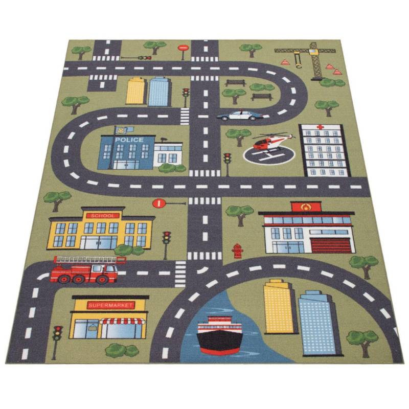 Teppich Für Kinderzimmer, Spielteppich Autos, Straßen Motiv Unisex  100X200CM von Paco Home