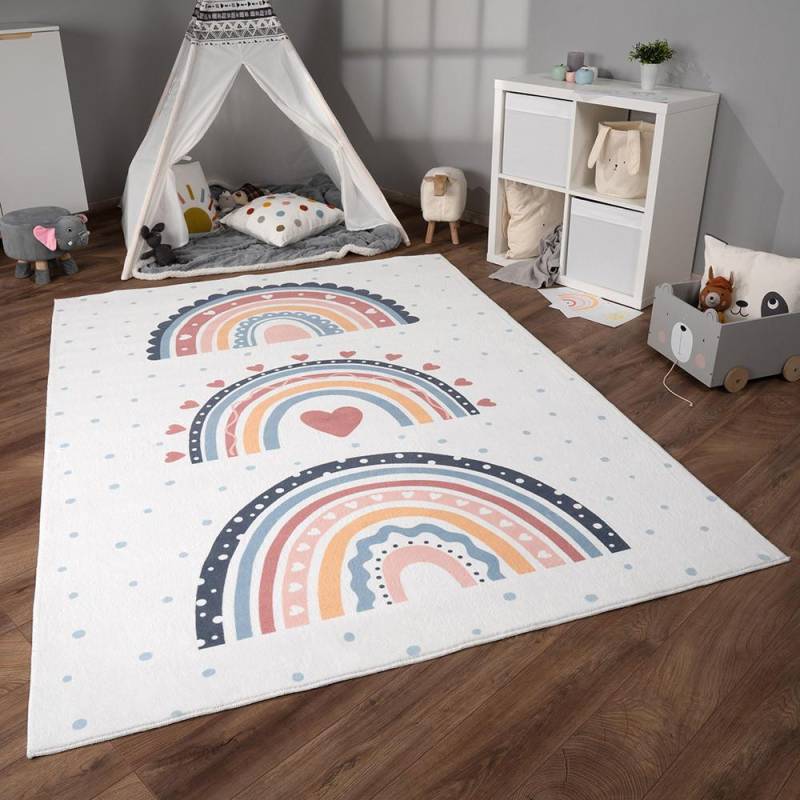 Teppich Kinderzimmer Regenbogen Rutschfest Unisex  140x200 cm von Paco Home