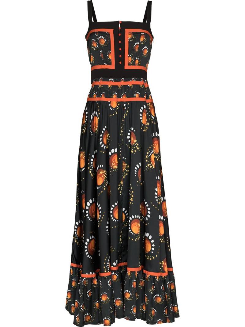 Rabanne graphic-print flared maxi dress - Black von Rabanne