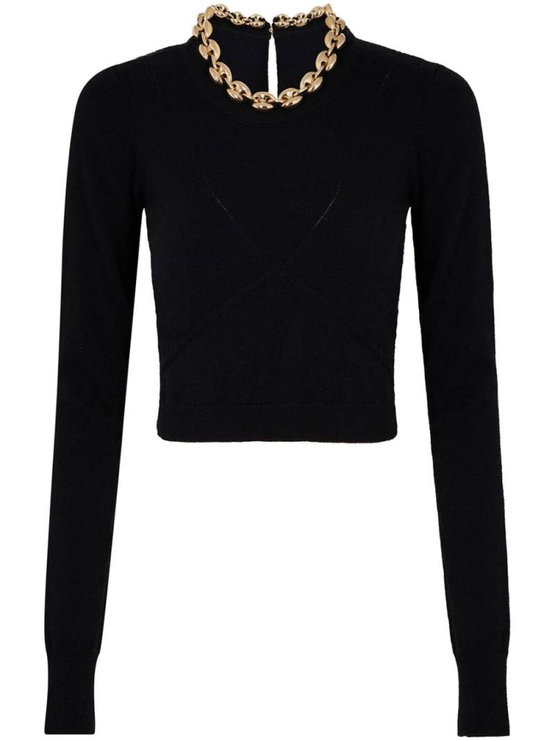 Rabanne chain-link ribbed knitted top - Black von Rabanne