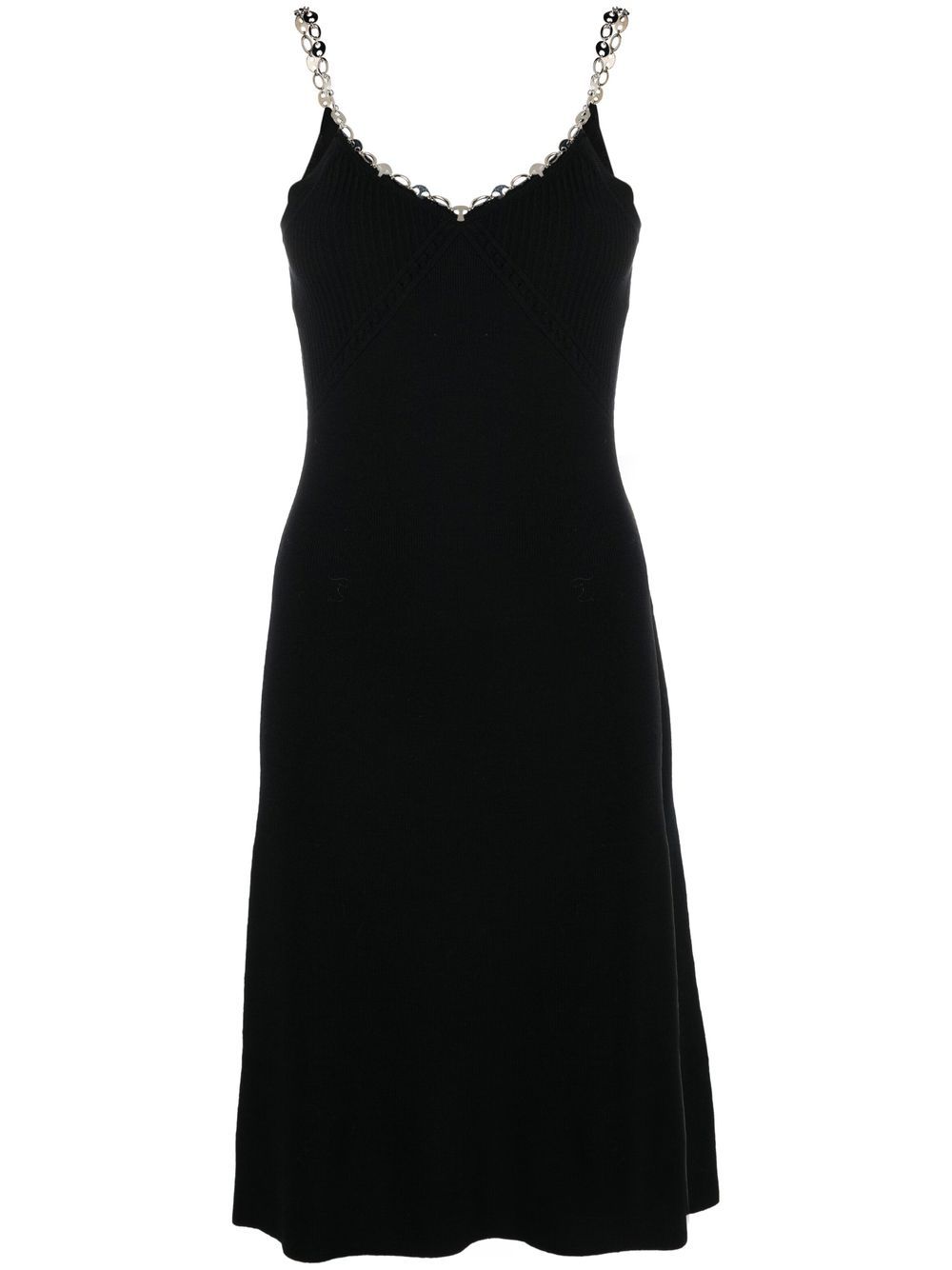 Rabanne chain-trim knitted midi dress - Black von Rabanne