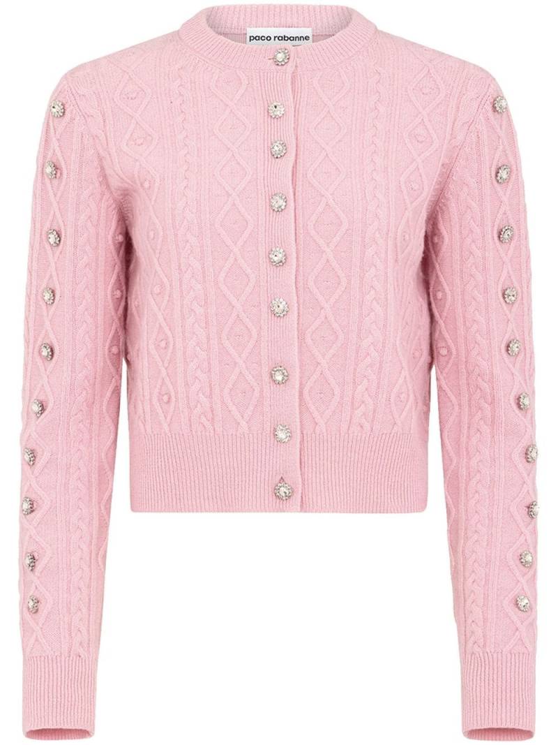 Rabanne crystal-embellished cable-knit cardigan - Pink von Rabanne