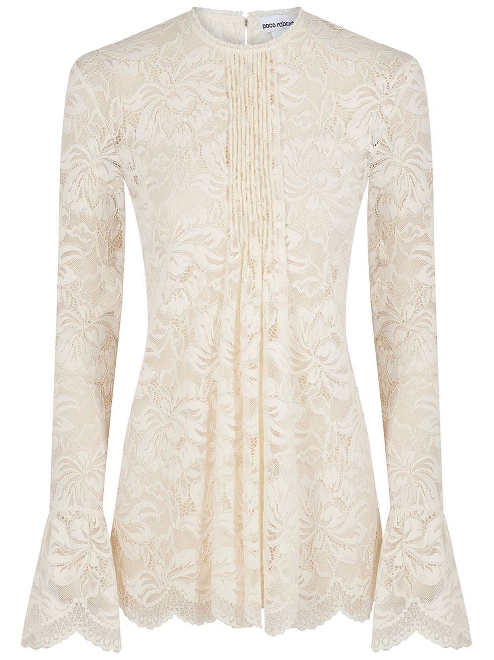 Rabanne floral-lace pleated blouse - Neutrals von Rabanne