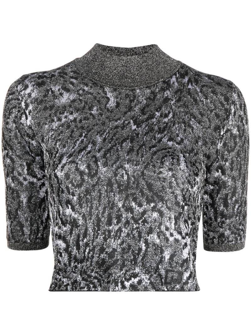 Rabanne leopard print short-sleeve top - Black von Rabanne