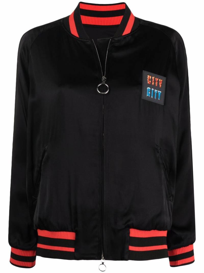 Rabanne logo patch bomber jacket - Black von Rabanne