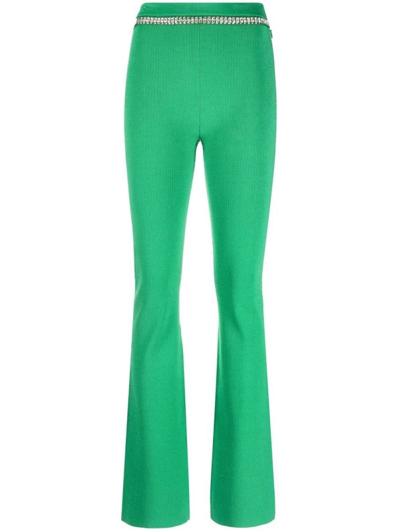 Rabanne rhinestone-embellished ribbed-knit flared trousers - Green von Rabanne