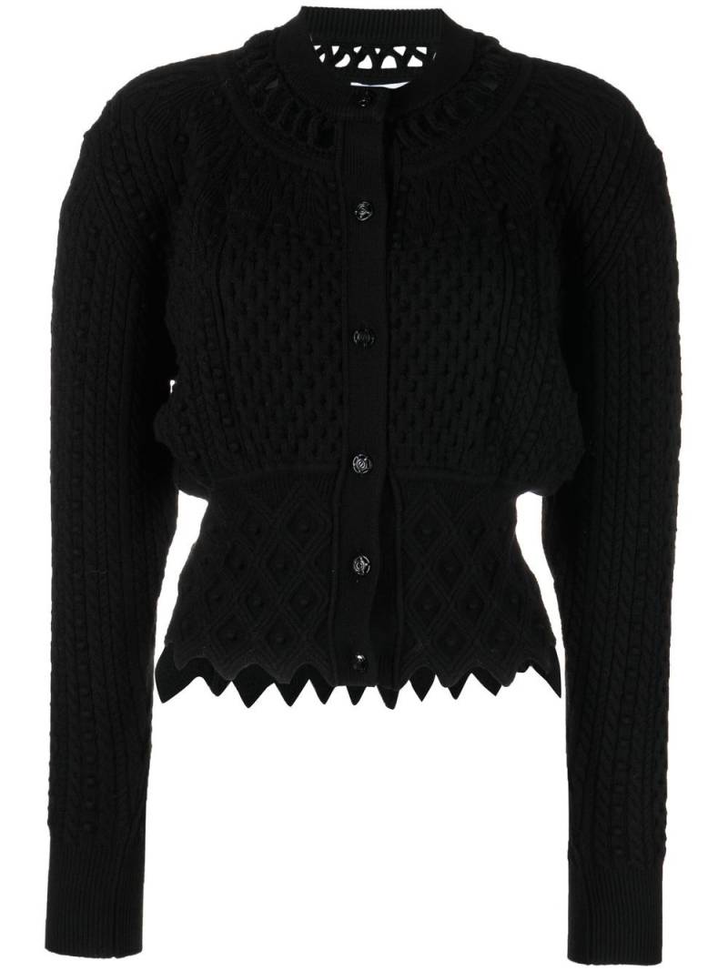 Rabanne scallop hem waffle-knit cardigan - Black von Rabanne