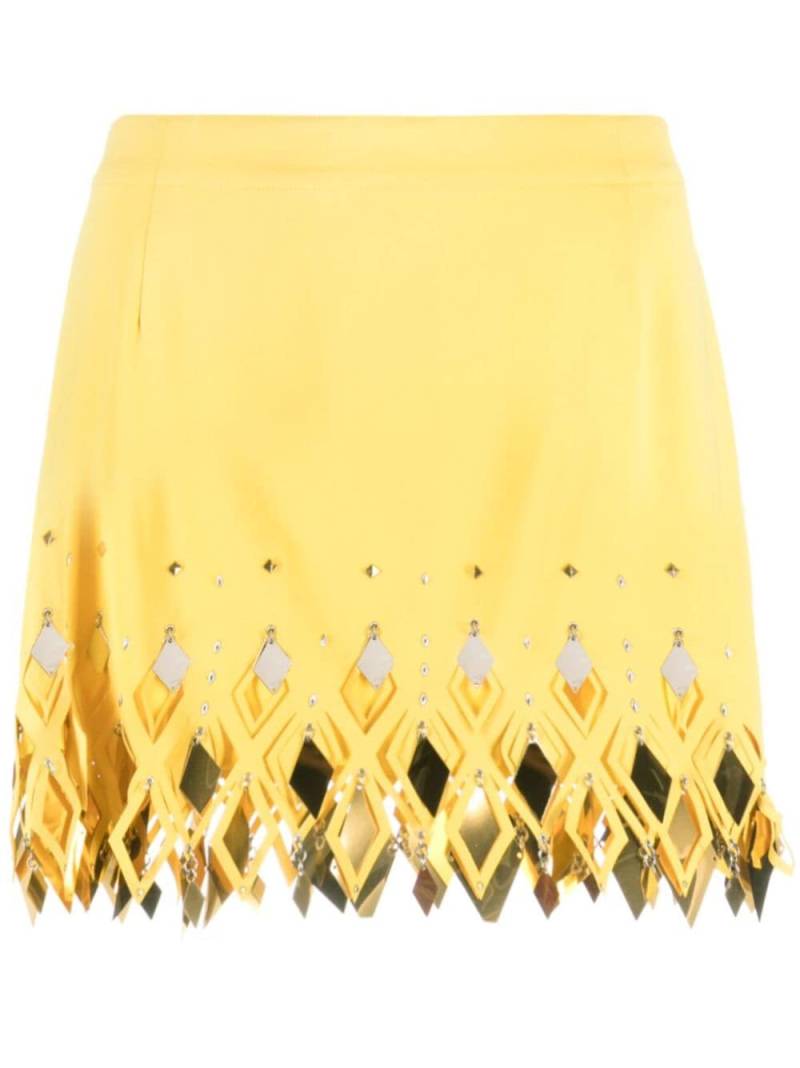 Rabanne embellished cut-out crepe miniskirt - Yellow von Rabanne