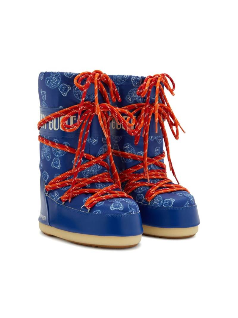 Palm Angels Kids x Moon boot Kids Icon bear-print boots - Blue von Palm Angels Kids x Moon boot Kids