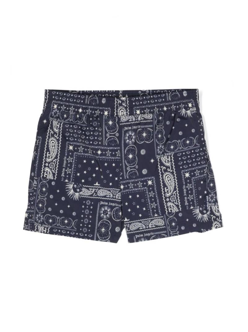 Palm Angels Kids Astro Paisley swim shorts - Blue von Palm Angels Kids