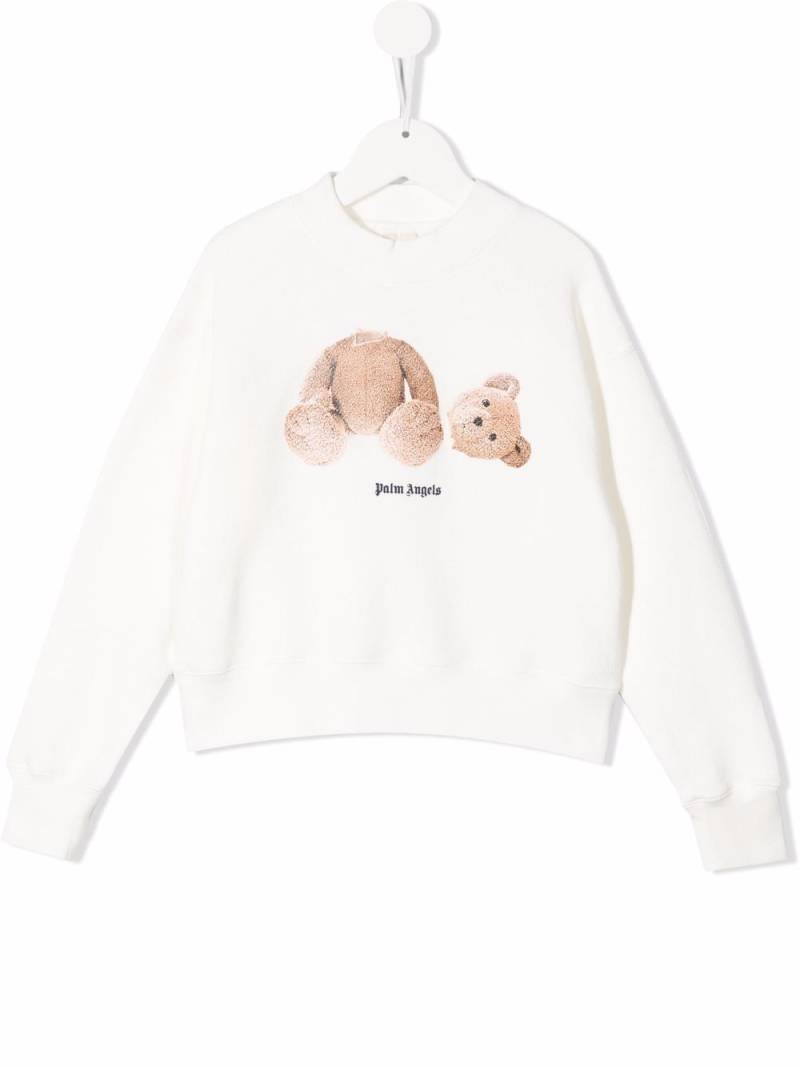 Palm Angels Kids Bear print cotton sweatshirt - White von Palm Angels Kids