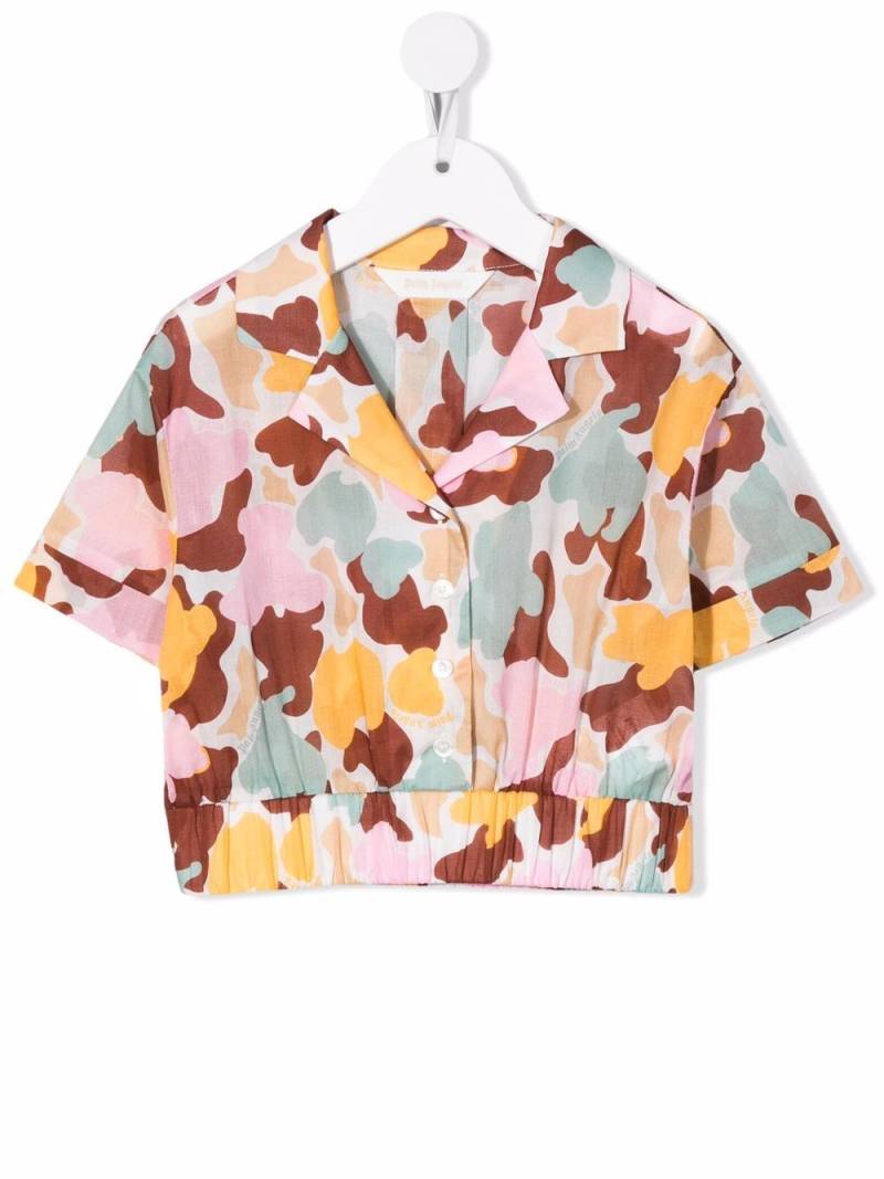 Palm Angels Kids camouflage-print cropped shirt - Green von Palm Angels Kids