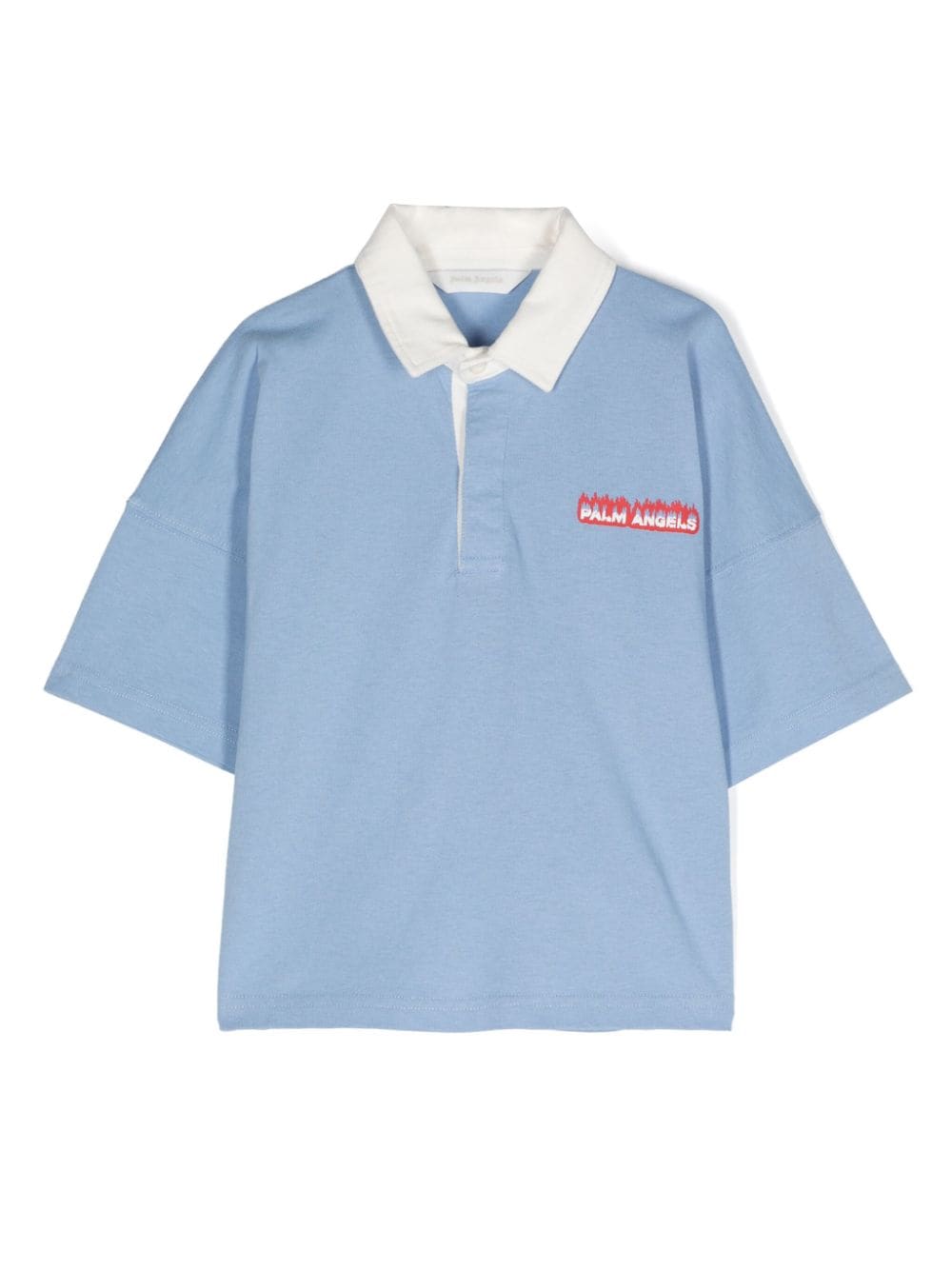 Palm Angels Kids Flames logo-print polo shirt - Blue von Palm Angels Kids