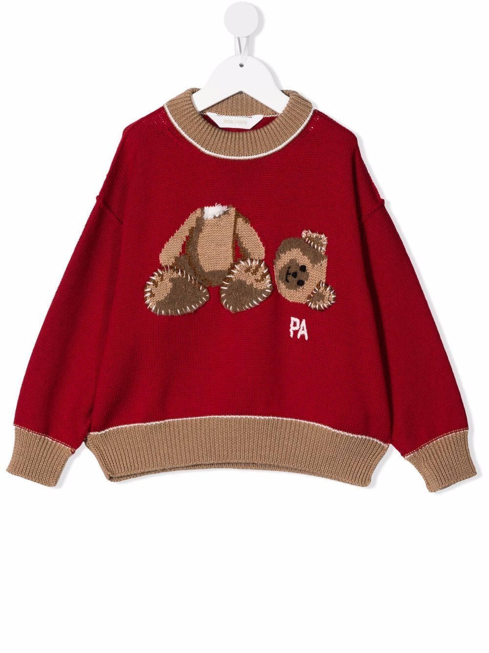 Palm Angels Kids teddy bear-motif intarsia-knit jumper - Red von Palm Angels Kids