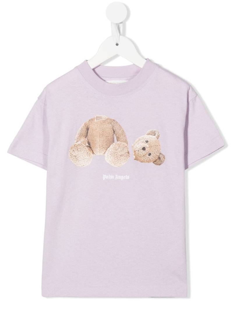 Palm Angels Kids Teddy Bear-print cotton T-shirt - Purple von Palm Angels Kids